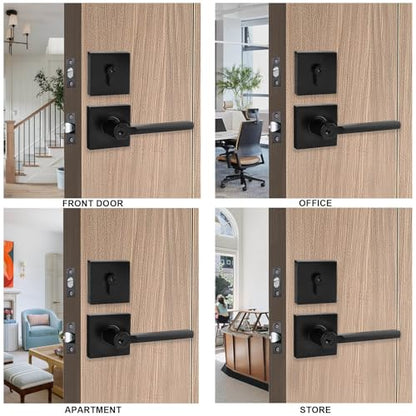 1 Set Front Exterior Door Lock Set with Entry Lever, Keyed Alike - size: 1 Pack, style: Deadbolt+Entry Lever