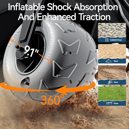 DXZ Beach Wagon Cart with Big Wheels for Sand – Folding Collapsible Wagon, Heavy Duty Wagons Carts Foldable for Beach, Camping, Outdoor Gear, Easy Setup Black Grey - color: Black Grey