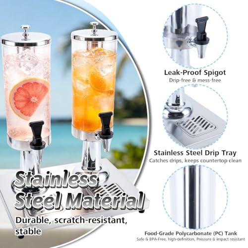 1.6 Gallon Drink Dispenser with Stainless Steel Stand & Ice Core - color: Silver