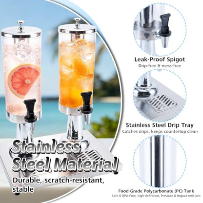 1.6 Gallon Drink Dispenser with Stainless Steel Stand & Ice Core - color: Silver