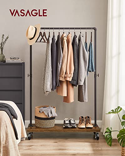 VASAGLE Clothes Rack, Heavy-Duty Rolling Garment Rack with Shelf