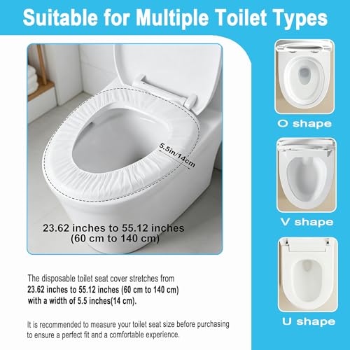 50 Pack Disposable Toilet Seat Cover Waterproof Non-Woven Fabric, Disposable Toilet Seat Covers for Travel, Disposable Seat Covers for Hotel Hospital Public Restroom, Individual Package