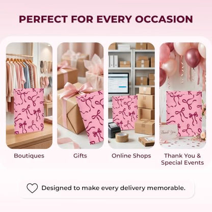 Pink Bow Bubble Mailers 4x8, Designer Padded Envelopes #000, 500 Pack Bulk - color: Pink Bow, size: 4"x8" / 500 Pack