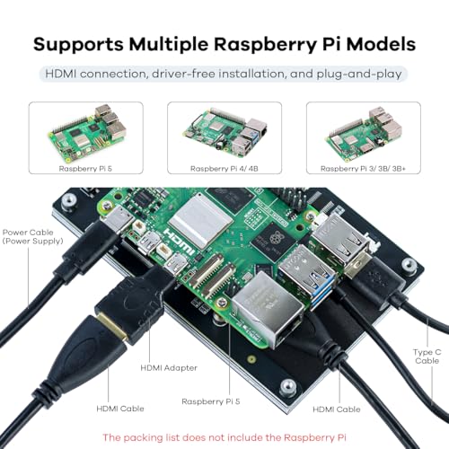 Hosyond 5 inches Touchscreen IPS LCD Display Panel 1024×600 HDMI Capacitive Screen for Raspberry Pi5/Pi4/Pi3/ZERO 2W, BB Black, Windows - size: 5 inches