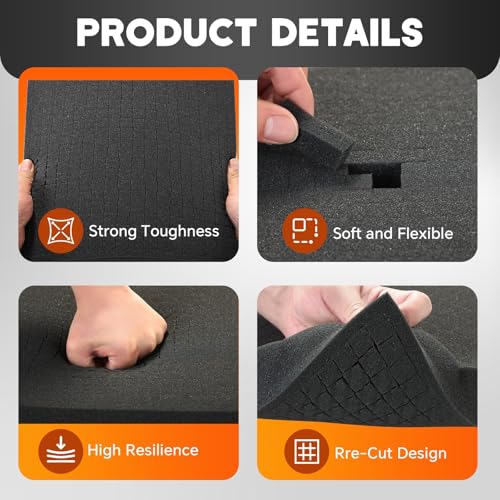 4 Pack Polyurethane Foam Sheet 12 x 12 x 2 Inch 12 x 12 x 0.4 Inch