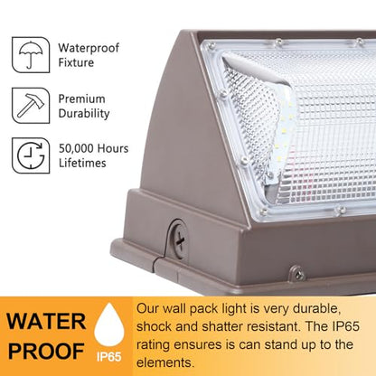 120W LED Wall Pack Light,18000LM 5000K LED Security Flood Lighting 110V-277V Commercial and Building IP65 Waterproof Outdoor Wall Mount Exterior Light for Garage Warehouses Yard 6 Pack - size: Standard /120/no photocell-6Pack