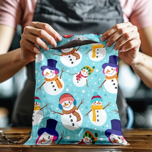 10x13 (100) Snowman Winter Designer Poly Mailers Self Sealing Waterproof Tamperproof Shipping Envelopes Christmas Premium Printed Bags For Small Businesses - color: Snowman, size: 10x13
