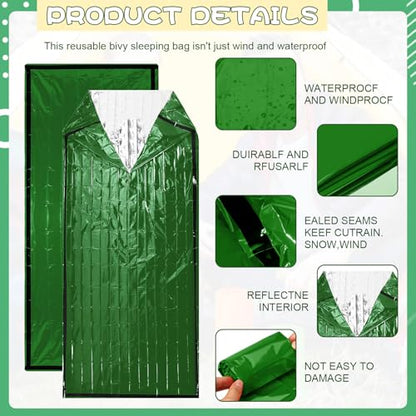 Qunclay 24 Set Emergency Sleeping Bag Survival Bivvy Sack Whistles - color: Green