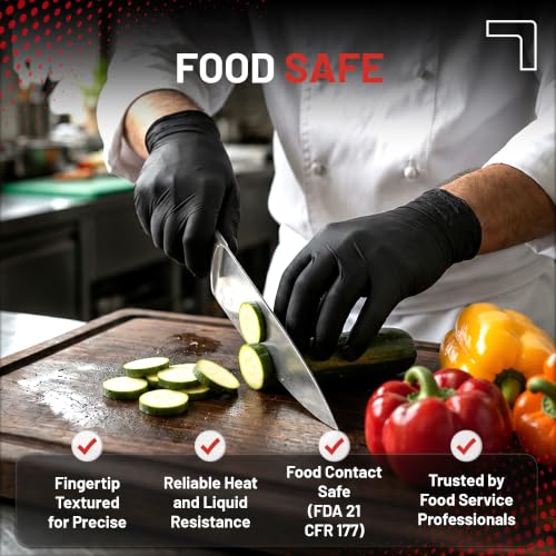 Cranberry Compac Black Nitrile Gloves Disposable Latex Free – Powder Free Food Safe Dental Medical Cleaning & Tattoo Supplies - size: X-Small