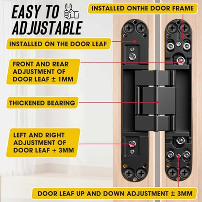 6 Inch Hidden Door Hinge with Slotting Jig Installation Kit