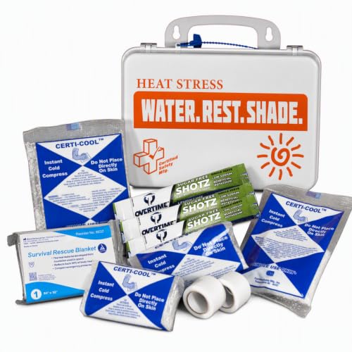 Certified Safety Mfg Emergency Heat Stress Kit for Heat Exhaustion (16pc) - color: White Plastic Case, size: 16 Pieces