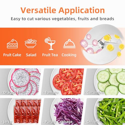 Electric Vegetable Slicer, Commercial Fruit Cutter Machine with 0-0.5'' Thickness Adjustable, Stainless Steel 2 IN 1 Manual & Electric Food Slicer for Lemon Potato Onion Tomato, 110V - size: Electric Model