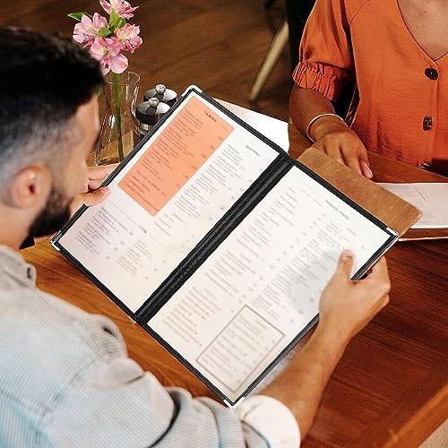 WOPPLXY 2 Pack Menu Covers, 8.5" x 11" Transparent Menu Covers, 6 Page 12 View Restaurant Menu Covers Menu Books Holder Fits A4 Size Paper, Menu Folder Menu Sleeves for Restaurant Bar Cafe