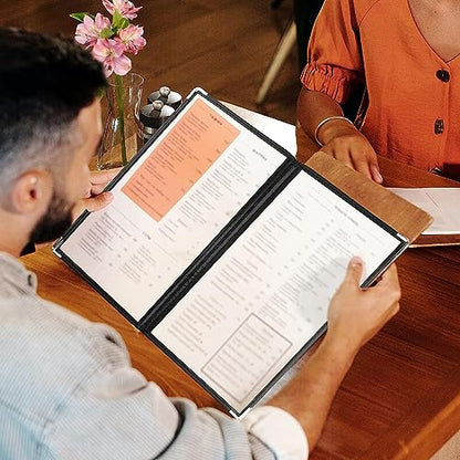 WOPPLXY 2 Pack Menu Covers, 8.5" x 11" Transparent Menu Covers, 6 Page 12 View Restaurant Menu Covers Menu Books Holder Fits A4 Size Paper, Menu Folder Menu Sleeves for Restaurant Bar Cafe