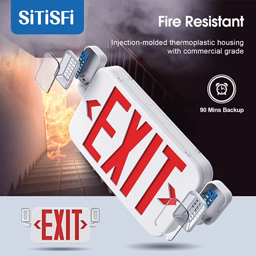 Exit Sign with Emergency Lights Battery Backup, Hardwire AC120/277V, 2PCS - size: 2Pack