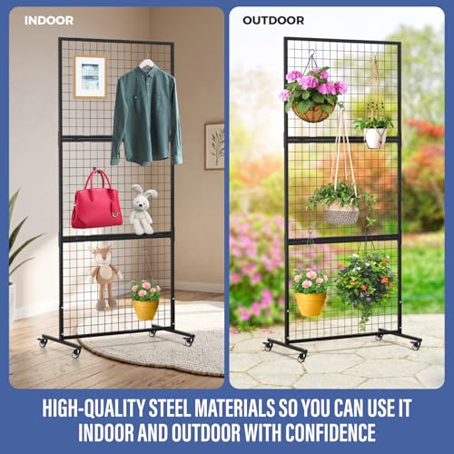 3' x 6' Standing Gridwall Panel Display Rack w/Wheels (Set 2) - color: Style 2