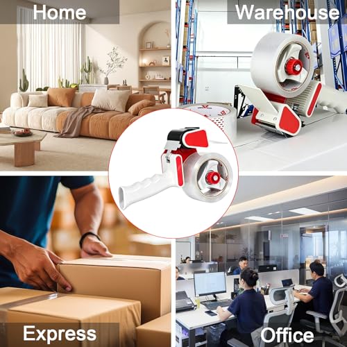 BOMEI PACK Heavy Duty Packing Tape with Tape Gun,Transparent Packing Tape 6 Rolls with Dispenser Gun,1.88 Inch x 55 Yards,Strong Strength,Packing Refills for Packaging and Shipping - color: Transparent