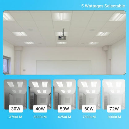 72 Pack 2x4 Center Basket LED Troffer Panel Light, 30/40/50/60/72W, 5CCT 3K|3.5K|4K|5K|6.5K,Dimmable Drop Ceiling Lights,3750/5000/6250/7500/9000 Lumens,120-277V, ETL Premium - size: 72 Pack - 2x4Troffer