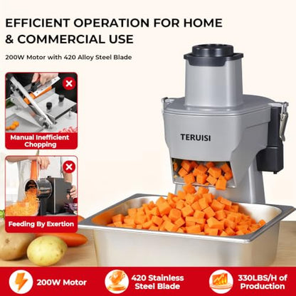 2-In-1 Electric Vegetable Dicer Strip Cutter, 200W Electric Vegetable Chopper with 4 Size Dicing Blades & Strip Cutter Blade, Food Processor Cutter Machine for Commercial & Home Use - size: 2-In-1 Electric Vegetable Chopper