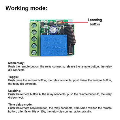 DC 12V 1CH RF Wireless Relay Module Remote Control Momentary Switch - color: 1relays(Updated)
