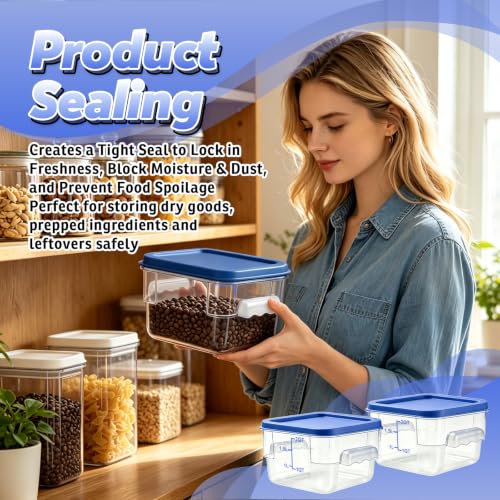 2 Pack 2QT Square Food Storage Containers with Lids, Clear, NSF - color: Blue, size: 2Qt-2 Pack
