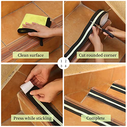 COSIMIXO 2" x 16.5FT Anti Slip Tape with Glow in The Dark Stripe,Premium Grip Tape Non Slip Stair Treads Tape,Non Skid Tape, High Traction Adhesive for Stairs Step Black/Green - color: Black/Green, size: 2Inch x 16.5Ft