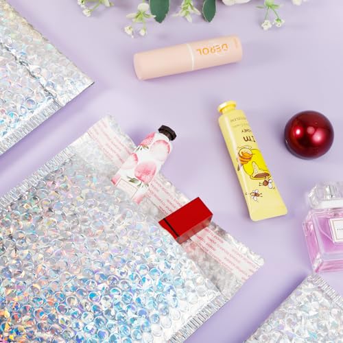 30 Pcs Holographic Bubble Mailers 11 X 7 Inch Metallic - color: Silver