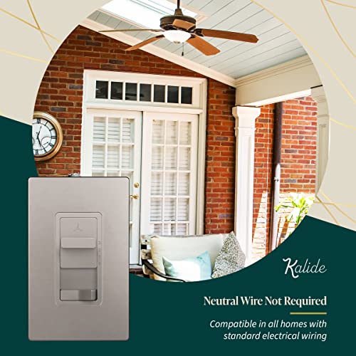 TOPGREENER Ceiling Fan Control and Light Switch, 3-Speed, Nickel - color: Nickel, size: Light Switch with Fan