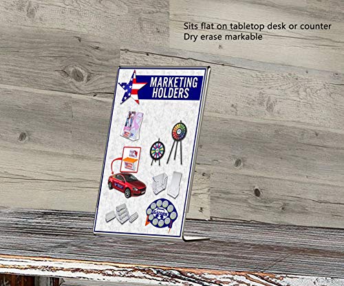 Marketing Holders 2 Pack Acrylic Sign Holder for 4" x 6" Literature Clear Slanted Plexiglass Countertop Graphic Image Side Load Display for Retail Stores Hotels Offices and Restaurants - size: 4"w x 6"h