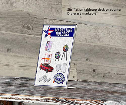 Marketing Holders 2 Pack Acrylic Sign Holder for 4" x 6" Literature Clear Slanted Plexiglass Countertop Graphic Image Side Load Display for Retail Stores Hotels Offices and Restaurants - size: 4"w x 6"h
