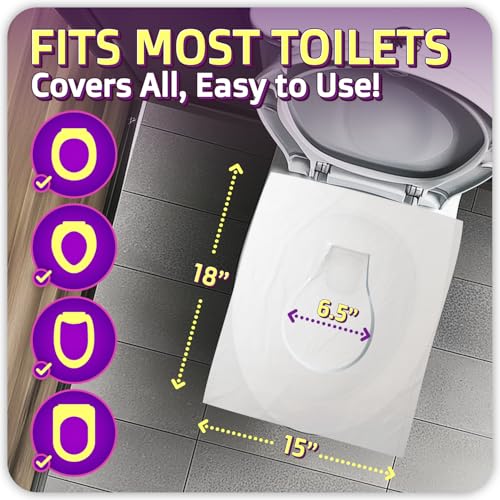 50 Pcs Disposable Toilet Seat Cover - Biodegradable and Flushable Toilet Seat Liners for Public Toilets | Compact One Size Fits All Travel Essentials Toiletries Covers | FIFCO - size: 5-Pack