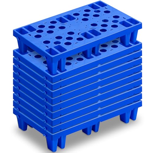 10 Pcs Plastic Pallets for Basement Storage, 19.6 x 11.8 x 3.9 Inch, Blue - color: Blue, size: 19.6 x 11.8 x 3.9 Inch