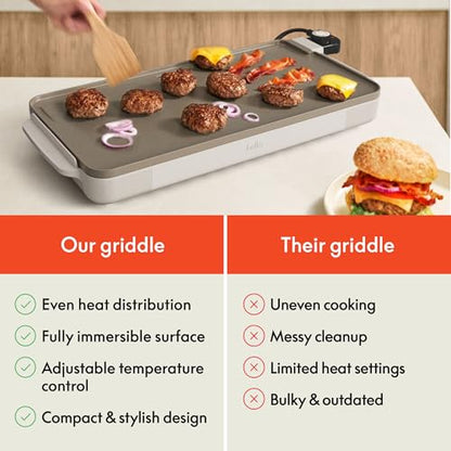 bella 12 x 22 Electric Ceramic Nonstick, Nontoxic Griddle, Oatmilk - color: Oatmilk