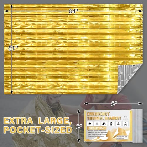 Emergency Blankets Mylar Thermal Blanket of Gigantic Space Blanket Survival Blankets Camping Gear,First Aid (Gold and Silver,130 * 210cm) - color: Gold and Silver, size: 130*210cm