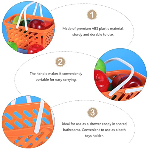 NUOBESTY 2 Pack Pretend Play Shopping Baskets - Kids Grocery Toy Basket with Handles for Imaginative Play, Toy Kitchen & Supermarket Role