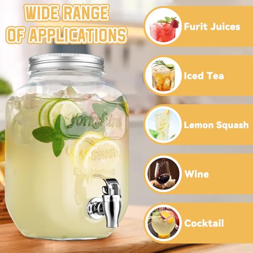 1 Gallon Glass Drink Dispensers For Parties，Lemonade Beverage Dispenser With Stand And Spigot For BBQ, Picnic, Party,Laundry Detergent Dispenser - size: 1 Gallon Double With Stand