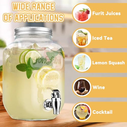 1 Gallon Glass Drink Dispensers For Parties，Lemonade Beverage Dispenser With Stand And Spigot For BBQ, Picnic, Party,Laundry Detergent Dispenser - size: 1 Gallon Double With Stand