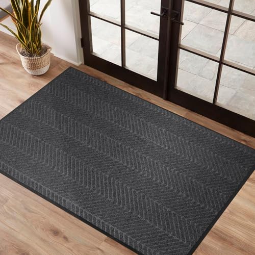 Front Door Mat Indoor Outdoor Entrance, 3' x 6' Heavy Duty Doormat Entryway - color: Dark Grey, size: 3' x 6' (Rectangular)