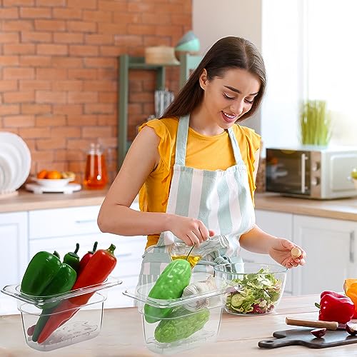 Sunnyray 6 Set Plastic Food Pans, 1/9 Size Square Containers, 4 Inch Deep