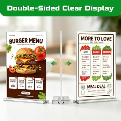 newnewshow Acrylic Sign Holder 8.5x11 Inch 6 Pack Vertical T Shape Double-Sided Desktop Display Holder - size: 6 Pack 8.5x11