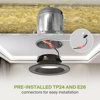 ASD 1 Pack Bronze 4 Inch Retrofit LED Recessed Light, 5CCT Wafer Lights - color: Bronze, size: 1 Pack