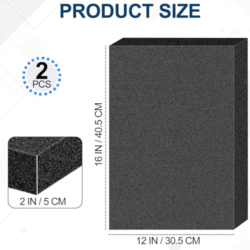 2 PCS Polyurethane Foam Sheets 16" L x 12" W x 2" T Packing Foam Inserts Cuttable Craft Foams Cushion Foams High Density Foam Pads for Case, Tool Box, Game Box, Camera, Jewelry, DIY Craft, Black - size: 16in X 12in X 2in