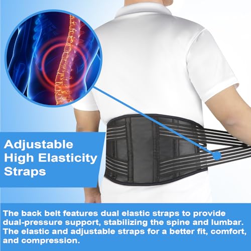 Back Brace for Lower Back Pain Relief, Lumbar Support Belt for Men&Women - color: Black 2