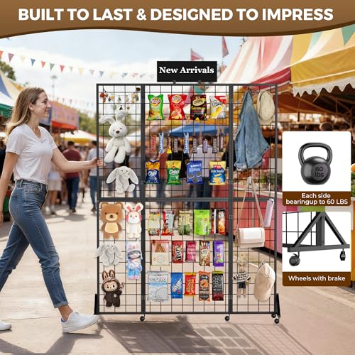 Foldable Grid Wall Panel, Gridwall Display Stand with Notice board - color: Black