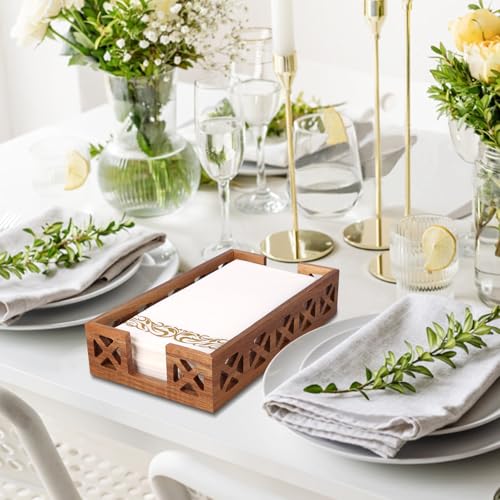 Acacia Wood Napkin Holder for Bathroom Guest Towel Holder for Dining Table