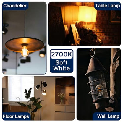 FLSNT 60W Equivalent Dimmable A19 LED Light Bulbs, Efficient 7W, 800Lumens, 2700K Soft White, CRI82, E26 Standard Base, 15000 Hours, LED Filament Light Bulbs, Clear Glass, 4 Pack - color: 60w Soft White, size: 4 Count (Pack of 1)