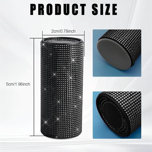Bling Car Tissue Holder for Cup Holder, Car Organizer, Sparkly Diamond Automotive Interior Tissue Cylinder Storage Box, Cylinder Tissue Dispenser for Cars Decor Universal for Most Cars (Black) - color: Black