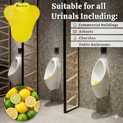 Premium Large Urinal Screen Deodorizer 10 pack of 3D Wave – Anti-Splash Urinal Cake infused with Essential Oils for Long Lasting 30-Day Odor Control in Bathrooms Toilets Offices Schools, Lemon Lime - color: Yellow