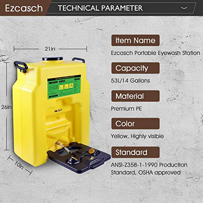 Portable Eyewash Station 14-Gallon, OSHA Approved