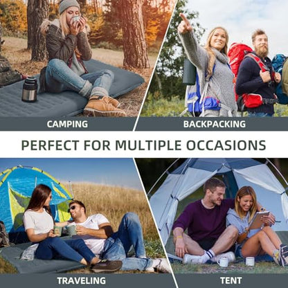 FNARMW Camping Sleeping Pad, Extra Thick 5 Inch Camping Mat with Pillow Built-in Foot Pump Inflatable Sleeping Pads Compact for Camping Backpacking Hiking Traveling Tent（Gray） - color: Grey